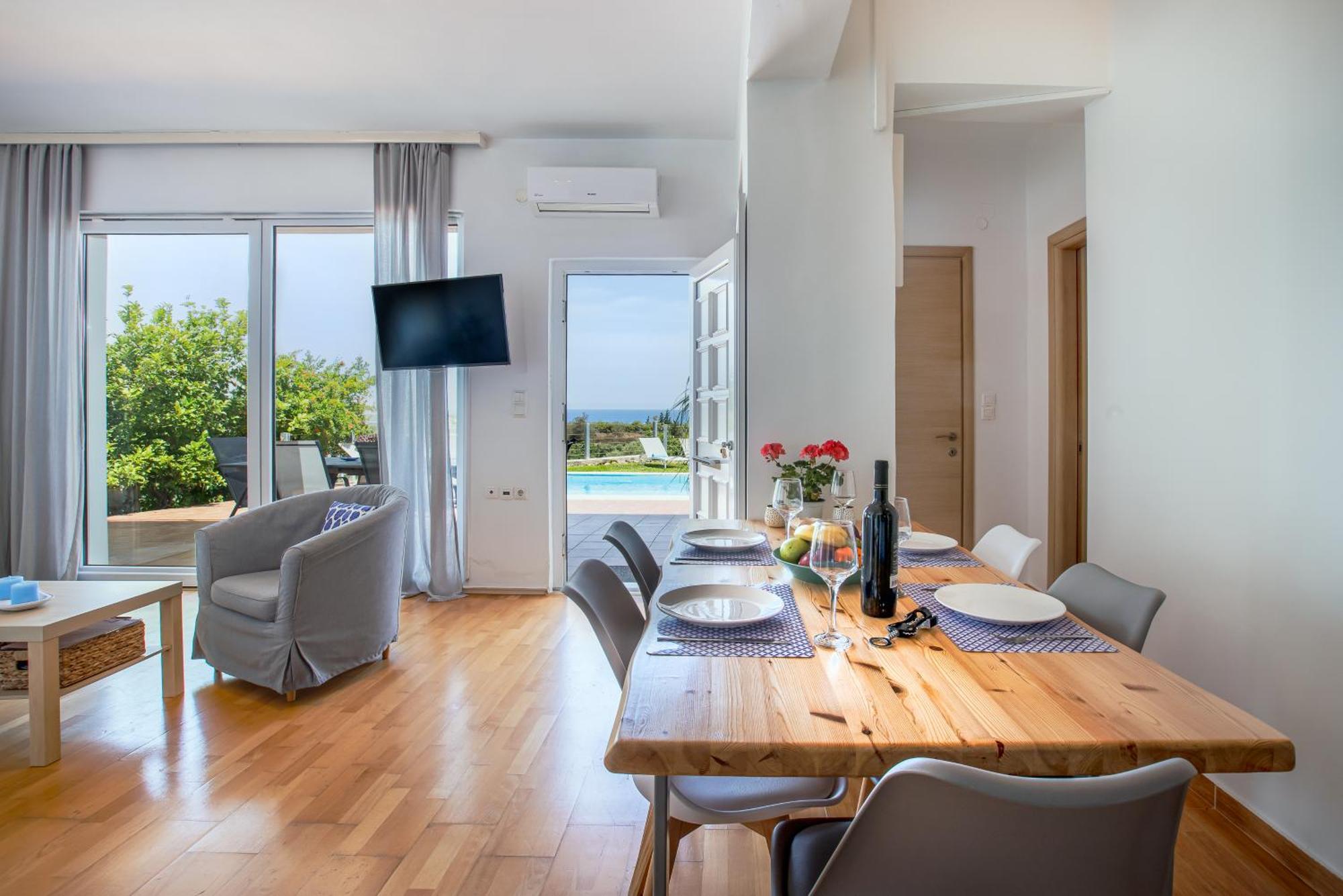 Dimitra Apartment With Private Pool And Sea View -The Ground Floor Of A Two Storey Building Daratsos Eksteriør billede